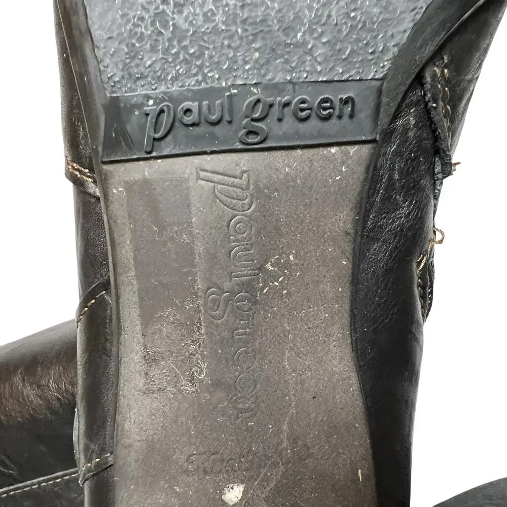 Paul Green Harness Boots 6.5 Black Leather Buckle‎ Cuffed Western Ankle Booties